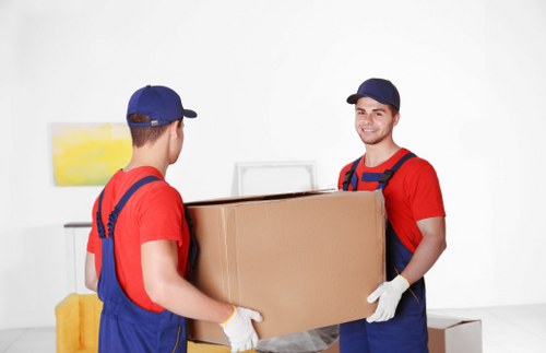 Office relocation support with desks and equipment being moved