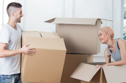 Moving van with household boxes and furniture for a local Dulwich move